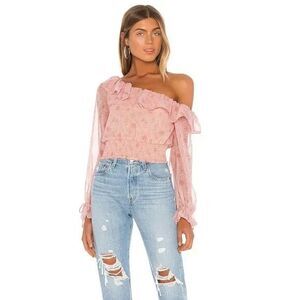 Wmn's LOVERS+ FRIENDS Juliette Top Off the Shoulder Pink Gabriella Floral Small